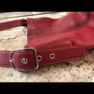Vintage Red Coach Leather Saddle bag